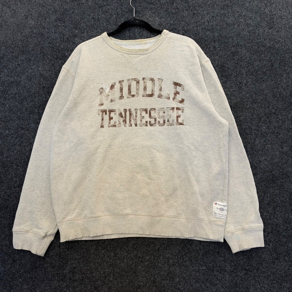 Champion Middle Tennessee MTSU Sweatshirt Gray Single V Expansion Gusset Mens XL